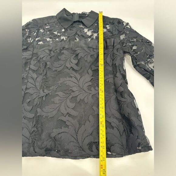 Nanette Lepore Black Flaming Love Lace Top Sheer Satin Size 6 - Picture 9 of 11